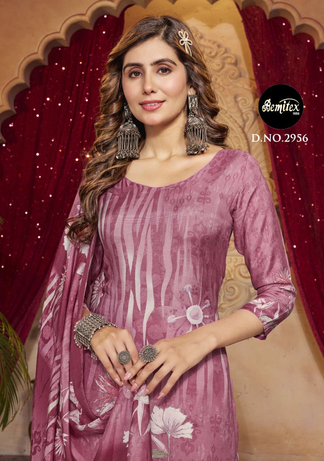 BEMITEX INDIA PRESENTS ROLLS ROYCE D.NO 2956 PURE VISCOSE MUSLIN WITH ETHNIC HANDWORK SUIT COLLECTION WHOLESALE SHOP IN SURAT - Bemitex